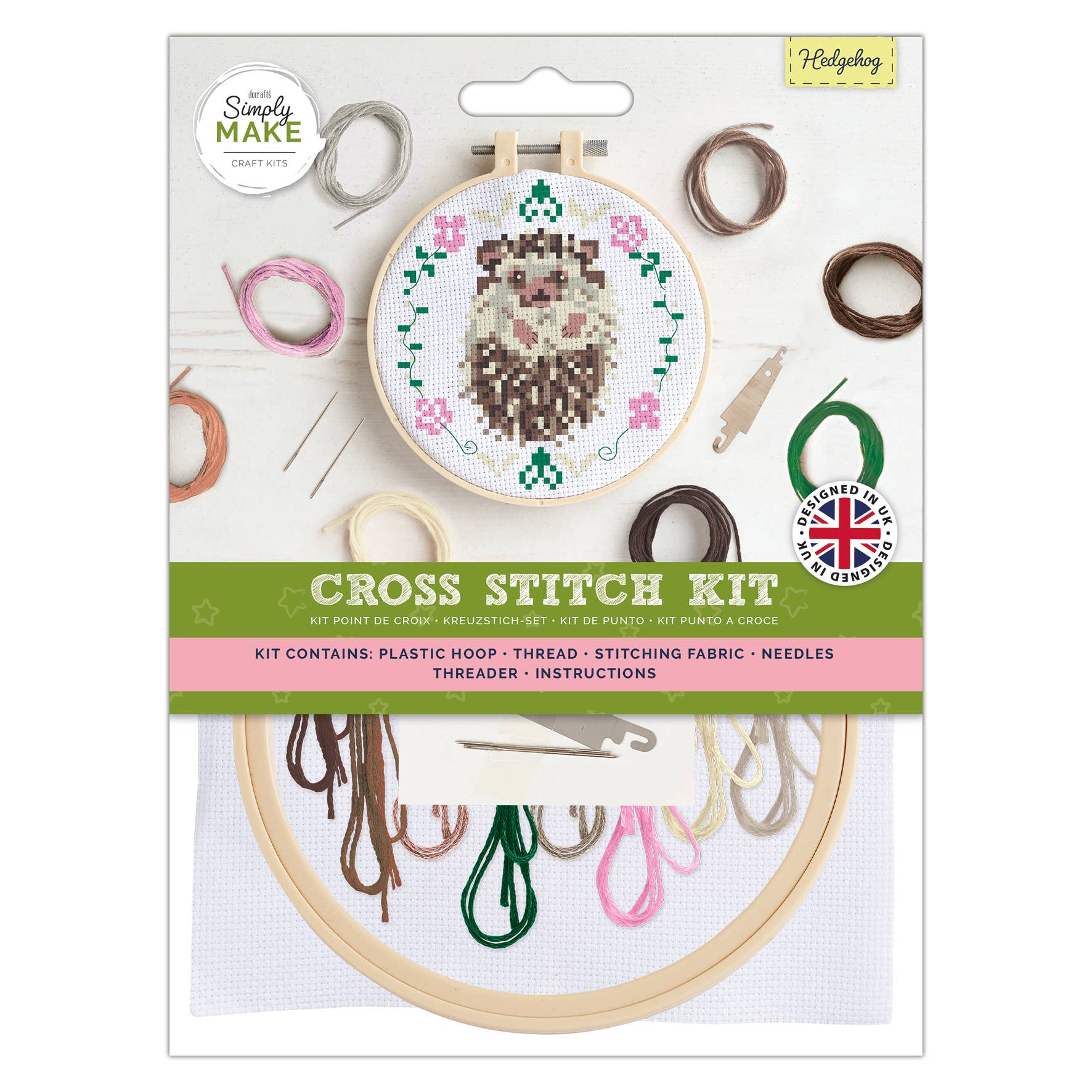 Simply Make Cross Stitch Kit - Hedgehog Simply Make Cross Stitch Kit - Hedgehog